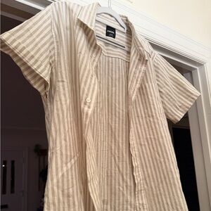 RSQ Men's Casual Beige Striped Shirt